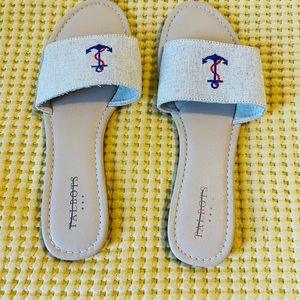 Talbots size 10 slide sandals with anchor.